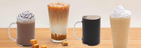 Hot and cold coffee and espresso drinks